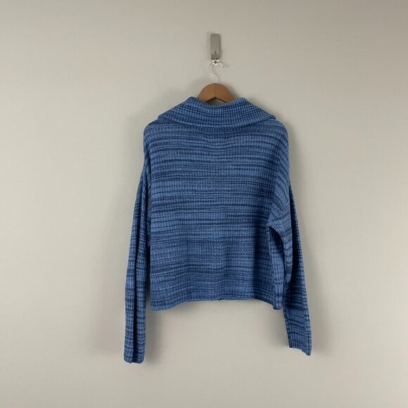 Aerie Blue Spacedye Quarter Zip Pullover Sweater Size XS - Picture 2 of 6